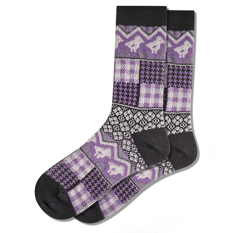 Molly Emma Houndstooth Socks Purple Black
